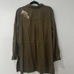 Chico's Women's Anorak Jacket Embroidered Flowered Boho Utility Green Sz 3 Photo 9
