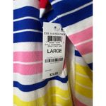 Charter Club Striped 3/4 Sleeve Boatneck Top Bright White Multi L Cotton Photo 3