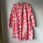 Pink & White Mod Abstract Floral Print Velvet Coat S Photo 0