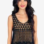Tobi black fringe crochet tank top Photo 0
