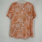 Chico's  1 Size M Boho Top Shirt Orange Paisley Floral Embroidered Beaded Casual Photo 4