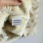 Leani Animal Print Beige‎ Women’s Distressed Fringe Pullover Sweater Size M White Size M Photo 7
