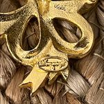 Danecraft Vintage Gold Tone and Multicolor Enamel Bow Christmas Brooch Photo 3