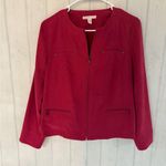 JM Collection Blazer & Blouse 2 piece Womens Fuchsia Pink Faux Suede Ful… Photo 10