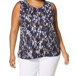 Halogen Woven Shell Grey Blue Texture Print Tank 3X NEW Photo 0