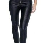 Princess Polly Faux Leather Black Skinny Pants High Waist Zipper Accents Photo 0