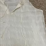 HD in Paris  Anthropologie White Silk Shadow Pane V Neck Blouse Tank Top - Size 2 Photo 5