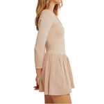 Free People  Onda Dropped waist Long Sleeve Stretch Cotton Dress Square neck Sz L Photo 2