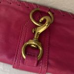 Morgan Oakley leather fold over clutch with brass hardware Pink Photo 1