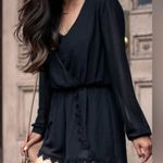 Astr The Label Black Roseanne Long Sleeve Shorts Romper M crochet lace trim NWOT Size M Photo 2