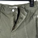 PacSun Medium Jean Cutoff Cargo Shorts Hi-Rise Zip-Fly Pockets Frayed Hems Green Photo 3