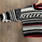 Spencer Vladimir Women's Mixed-Stitch Crop Sweater in Black, White, & Red Small Photo 4