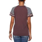Colorblock Striped Leopard Print Casual Round Neck Shirt Short Sleeve Top Small Multi Photo 3
