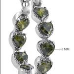 Stainless Steel Simulated Diamond Avocado Green Peridot Inside Out Hoop Earrings Photo 5
