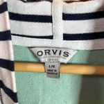 Orvis Colorblock Green Blue Striped Pullover Hoodie Sweater Size Large Photo 3