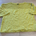 St. John  Women’s Lime Green Boatneck Knit Perforated Raglan Top Size M Photo 0