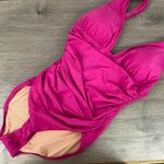 J.Crew Magenta Orchid Ruched V Neck One Piece Swimsuit Sz.12 NWT Photo 3