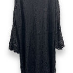 Ashley Stewart ‎ Black Allover Lace Cold Shoulder Bell Sleeve Knee Length Dress Photo 0