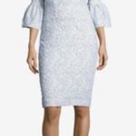 Betsy and Adam Jacquard Bell-Sleeve ice blue silver shimmer Holiday party Dress Photo 0