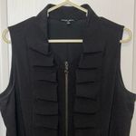 Samuel Dong Black Ruffled Sleeveless Full-Zip Black Midi Dress Size Medium NEW Photo 6