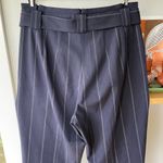 EXPRESS  Stylist Navy Blue Pinstripe High Waist Belted Straight Leg Trouser Sz 8 Photo 6