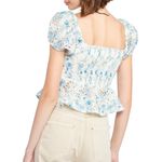 NWT En Saison Ruffled Eyelet Blouse Blue Floral Size L White Size L Photo 1