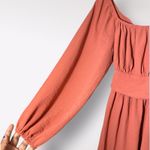 Pink Peasant Dress M Ruffle Textured Tiered Balloon Sleeve Tied Kawaii Girly Size M Photo 2