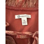 Versona Womens Paisley Print Tiered Ruffle Neck Tie Mini Dress Small Orange Photo 4