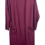 Time & Tru Women’s XXL (20) Open Front Cardigan Purple Burgundy Sparkle Long Photo 0