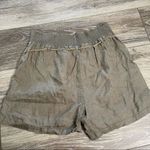 Magaschoni ‎ green 100% linen smocked waist shorts size small Photo 5