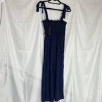 Lulus NWT  perfect moments navy blue smocked tie strapculotte jumpsuit size small Photo 5