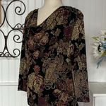 MSK Floral Draped Collar Top – Size Small Black Photo 1