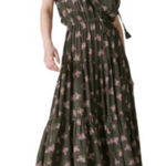 Lucky Brand NEW Boho Maxi Floral Dress Tiered Brown Pink Tassels Cottage XS Photo 0