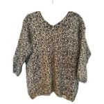 BKE  Boutique Fuzzy Leopard Print V-Neck Cozy Sweater Women's Size L Photo 0