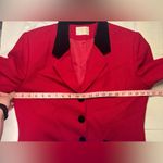 Pendleton  Blazer Size 14 Red 100% Wool Black Velvet Trim Christmas Holiday Vtg Photo 2