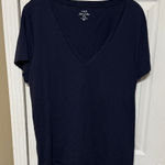 J.Crew  Deep Blue V-Neck Slub Cotton Short Sleeve Tee Size XXL Photo 0