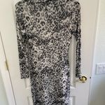 TDC Leopard Print High Neck Long Sleeve Knee Length Bodycon‎ Dress Size Large Black Photo 4