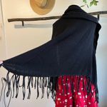 Chico's  Black Cotton Blend Knit Fringe Tassel Poncho Shrug Cardigan Size S/M Photo 3