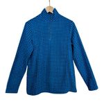 Lands’ End Women’s Blue & Black Houndstooth Fleece Quarter Zip Pullover S (6–8) Photo 0