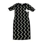 LuLaRoe  Dress Julia Black Gold Glitter Chevron 1/2 Sleeve Elegant Medium NEW Photo 10