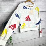 Adidas  White Multicolor Logo Cropped Sweatshirt Size Large Photo 5