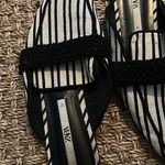 ZARA  Black Creme Striped Slip On Mules Size 37 Photo 0