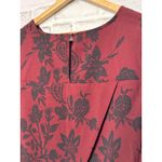 Ava & Viv 2X Burgundy Floral Print Split Back Short Sleeve Blouse Top Photo 3