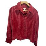 Christopher & Banks L Red Suede Snap up Jacket shirt shacket WASHABLE lined Photo 0