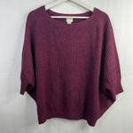 Chico's  Sz 1 US M 8 Sweater Rib Texture Dawn Pullover 3/4 Dolman Sleeve Burgundy Photo 3