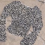 ZARA  animal print cropped tie front long sleeve top peplum Photo 4