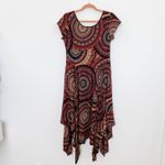 Signature Robbie Bee Women Dress Size 8 Red Brown Asymmetrical Boho Forest Fairy Photo 4