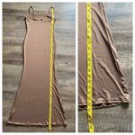 Bodycon Maxi Dress Square Neck Brown Small Stretch Fitted Party Brown Photo 6