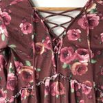 Anthropologie Altar’d State Floral Print Bell Sleeve Tie Up Lace Back Babydoll Blouse Top Photo 9