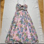 Revolve NEW ASTR Emine Pastel Pink Blue Floral Cutout Midi Dress Slit‎ XL  Photo 5